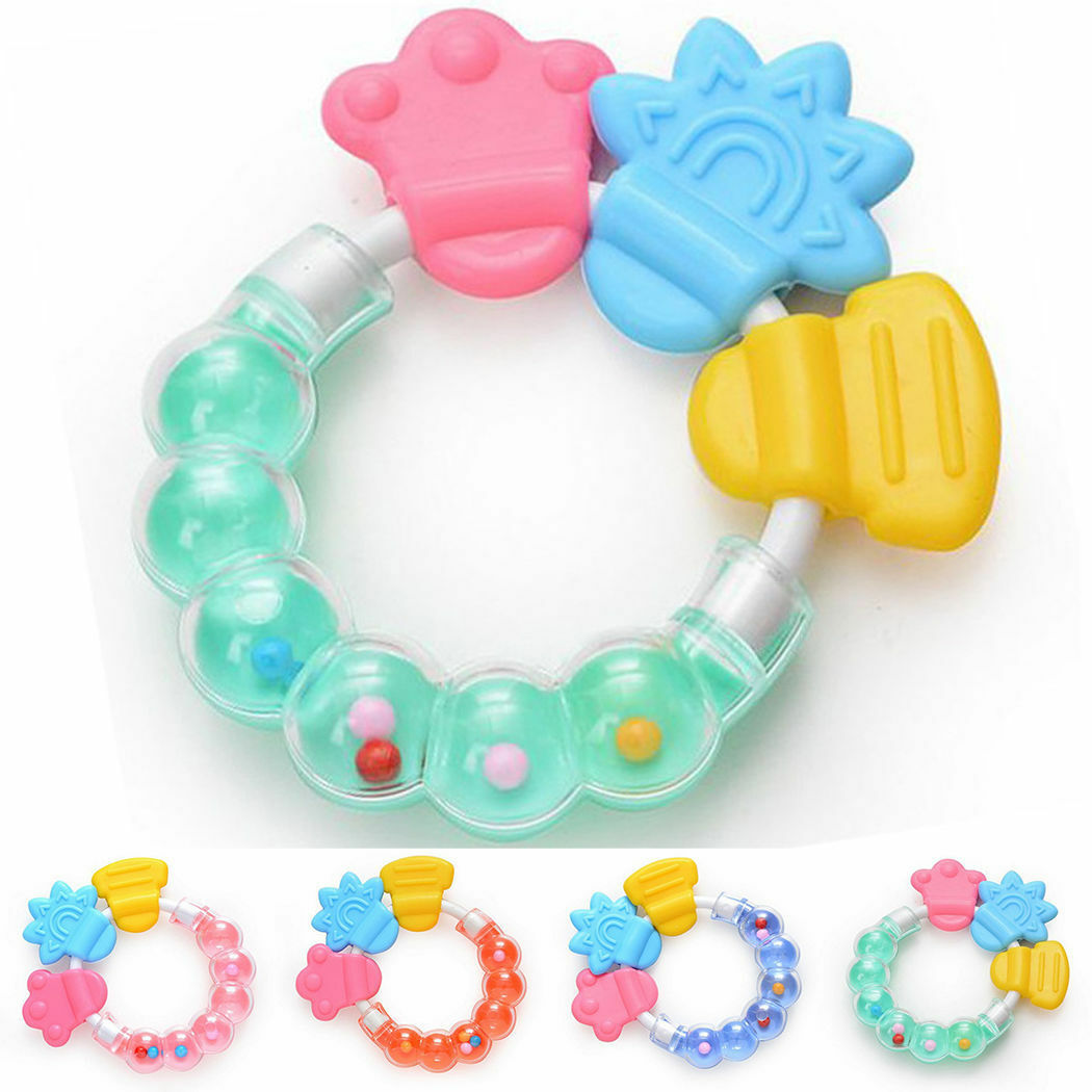 Healthy Baby Kids Rattles Biting Teething Teether Balls Toys Circle Rin.l8