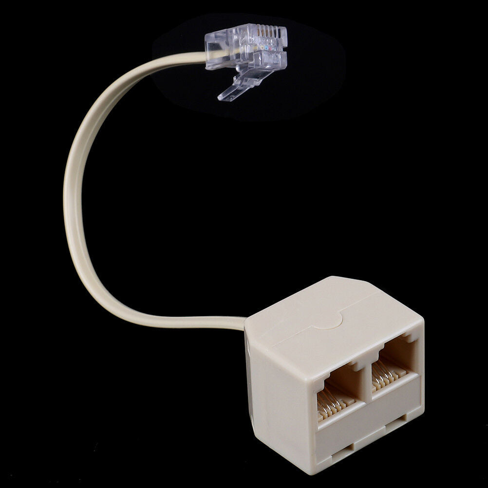 1Pc telephone RJ11 male line to double female jack filter splitter adapte.l8