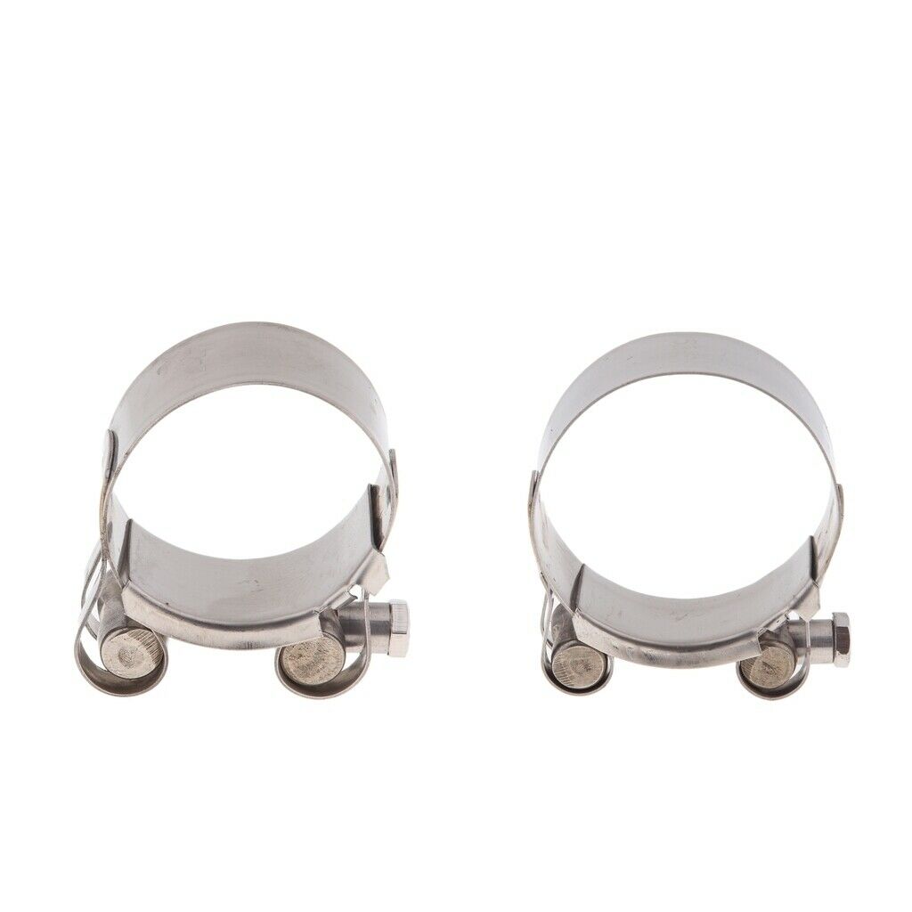 2pcs Motorbike Exhaust Clamp Clip SS Muffler Silencer Clamps 52-55mm 44-47