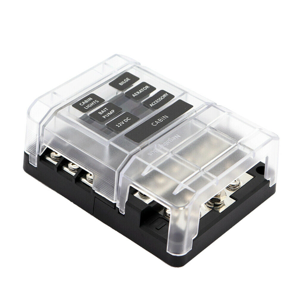 DC 32V 6 Way LED Fuse Boxes Block Holder Car Boat Automotive Auto