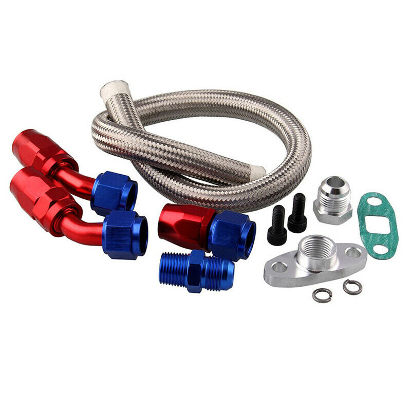 Turbo Charger Oil Drain Return & Feed Line T3 T4 T04E T60 T61 T70 Complete Set