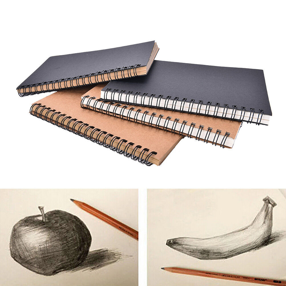 Reeves Spiral Bound Coil Sketch Book Blank Notebook Kraft Sketching Paper Y1