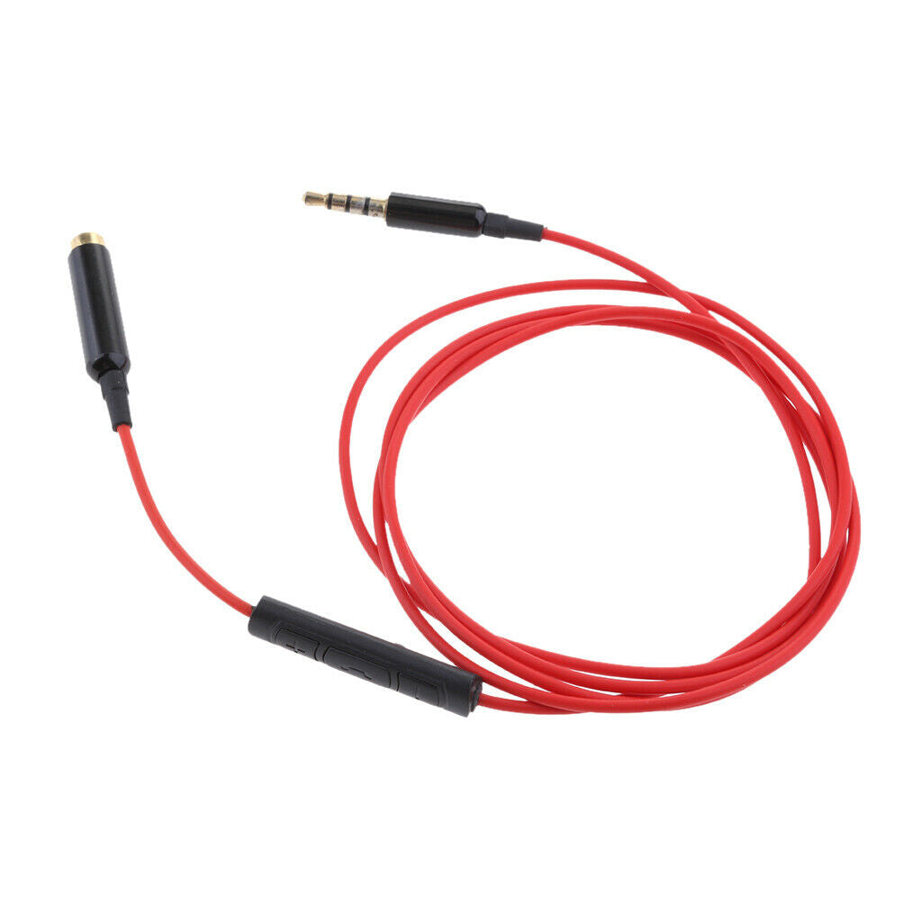3.5mm Male to Female Ste Audio Cable W/ Remote & Mic for  ,   Red