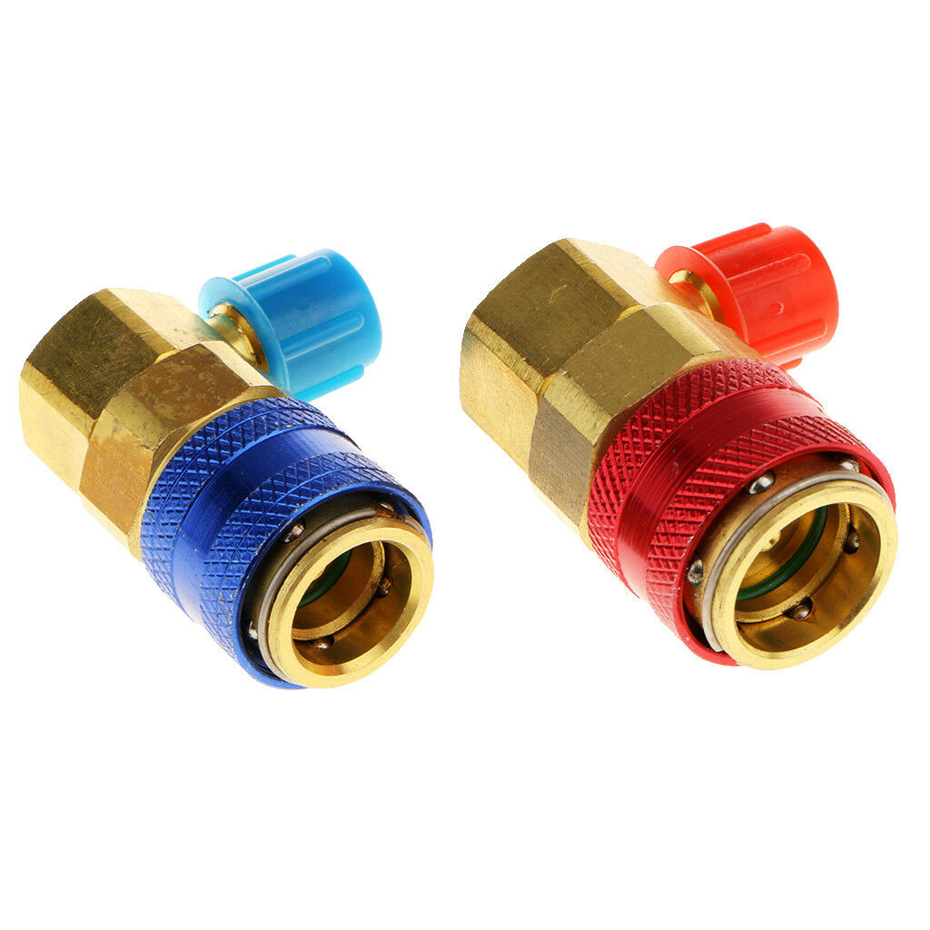 2 Pieces Car A/C R134A High Low Adapter Fittings Quick Coupler 1/4" SAE HVAC