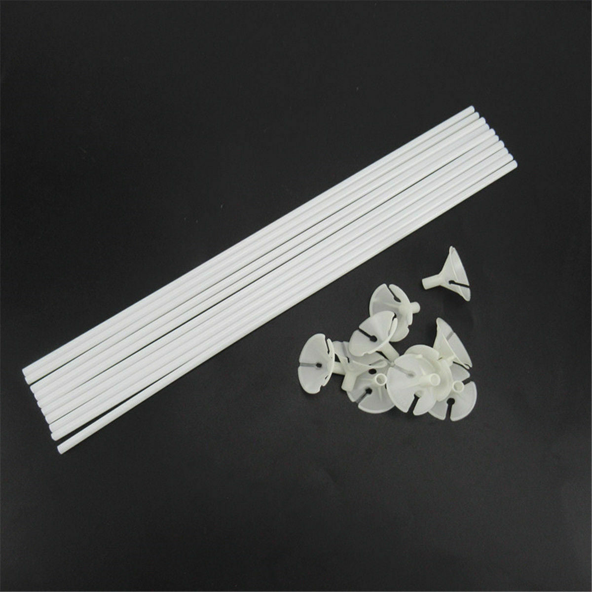 Caydo 25 Pieces Plastic White Balloon Sticks Holders and Cups for Party