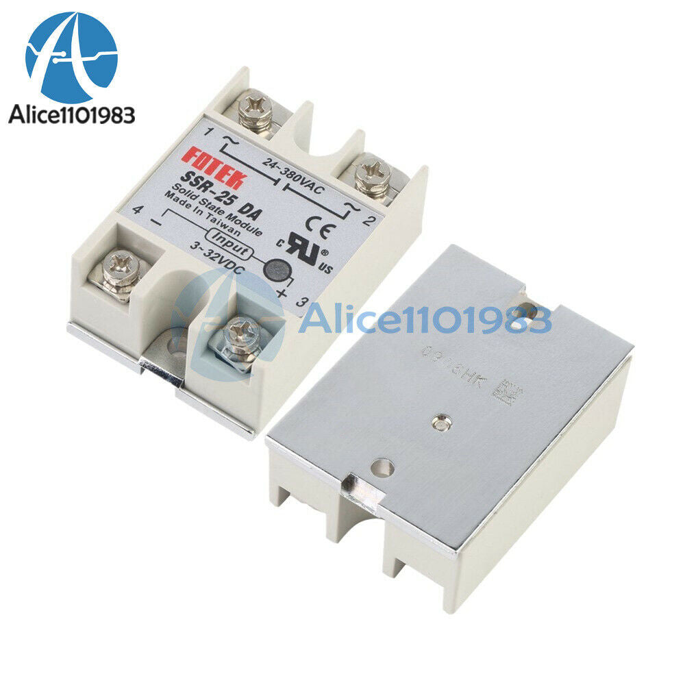 5PCS SSR-25DA 25A Solid State Relay PID Temperature Controller Output 24V-380V