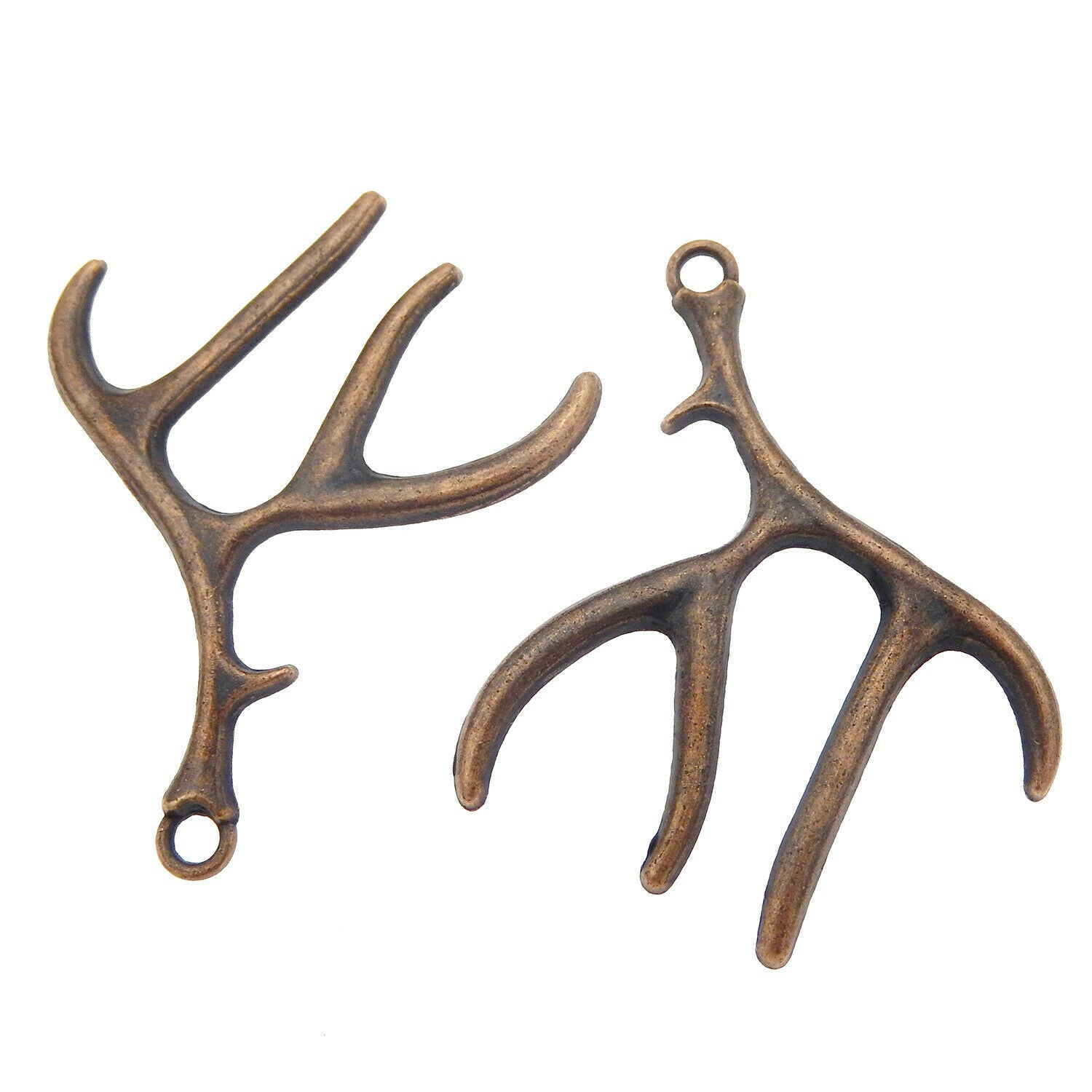 10 pcs Retro Style Bronzed Antler Pendant Alloy Charm For Jewelry Making 46x40mm