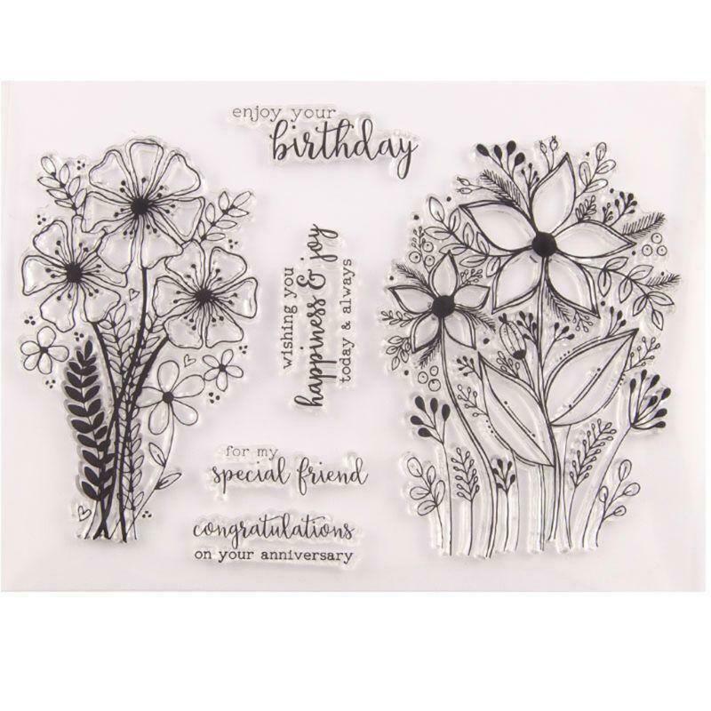 Birthday Flower Silicone Clear Seal Stamp DIY Scrapbooking Embossing Photo Decor