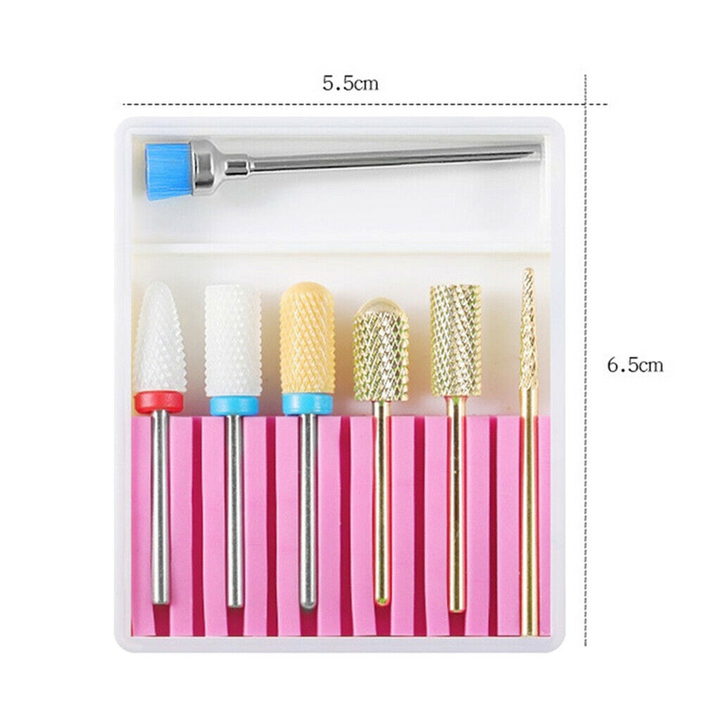 7x Tungsten Steel Nail Art Drill Bits Set Acrylic Nails Polishing Bit Kit 5