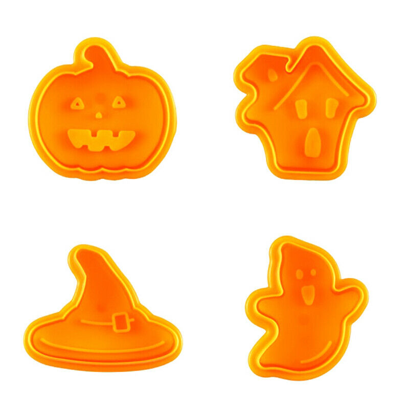 Halloween Pumpkin Ghost Theme Plastic Cookie Cutter Plunger Cake Decora T.l8