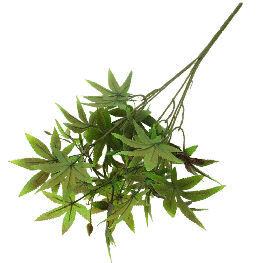 Artificial Green Maple Leaves Branch Vines Leaves Potted Floral Decor Yellow