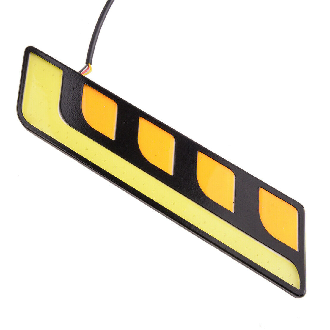 2Pcs White & Amber COB LED Car DRL Daytime Running Light Fog Driving Signal Lamp