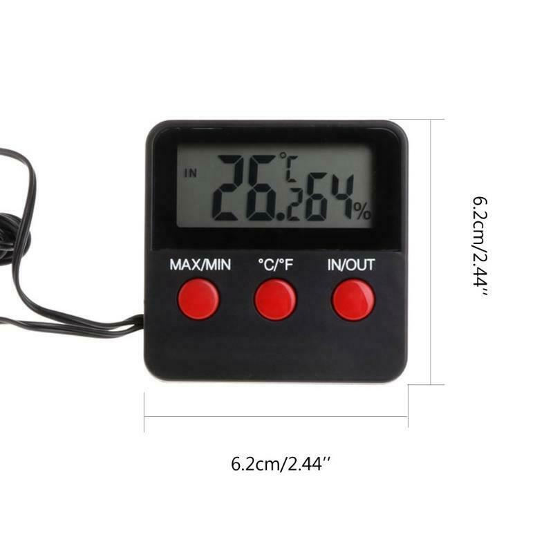 Digital Thermometer Hygrometer Pet Reptile Temperature Humidity w/ Remote Sensor
