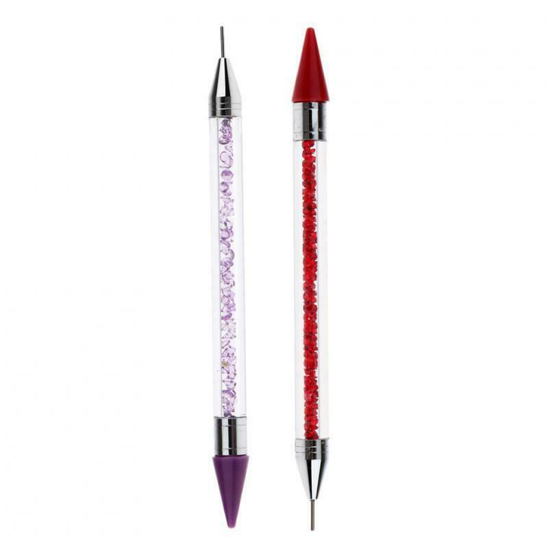 2x Nail Art Rhinestone Picker Adhesive Wax Tip Pencil Dotting Pen Applicator