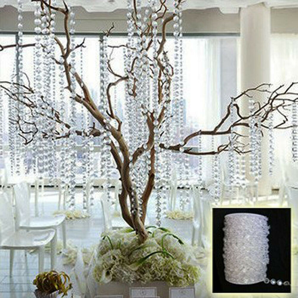 99FT Garland Diamond Acrylic Crystal Bead Curtain Wedding DIY Party Art Decor