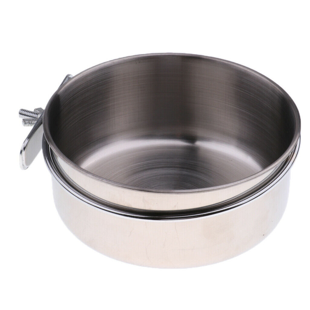 Set of 2, Pet Food Feeder Water Drinker Stainless Steel Coop Cup Hook on For