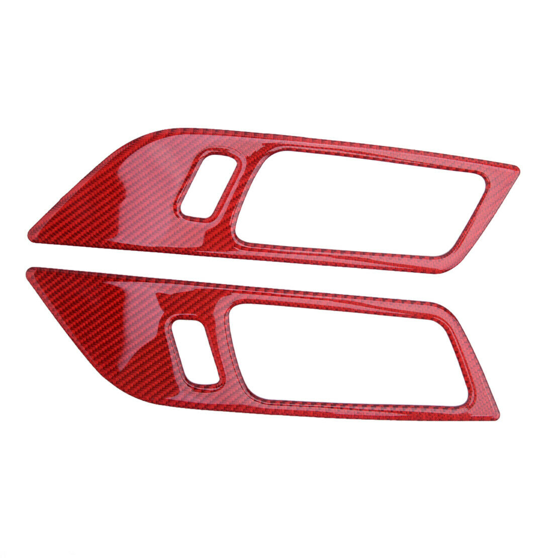 2x Red Carbon Fiber Door Handle Bowl Cover Trim Panel fit for Ford Mustang 15-19