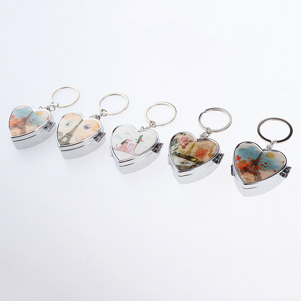 Metal Pill Case  - 2 Grids with Key Ring - Mini Small Travel Size for Purse