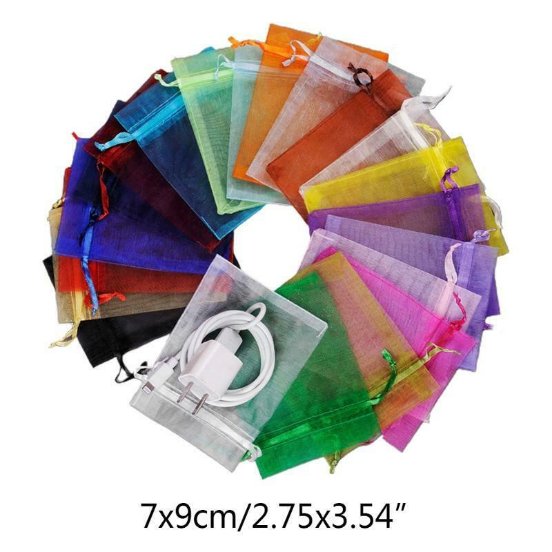 Drawstring Gifts Bags For Slipper Large Organza Packaging Rectangle Mixed Colors