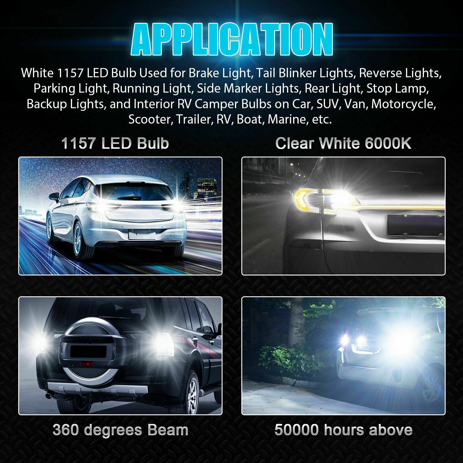 4x 1157 33-SMD White LED Tail Brake Stop Reverse Parking Turn Signal Light Bulbs