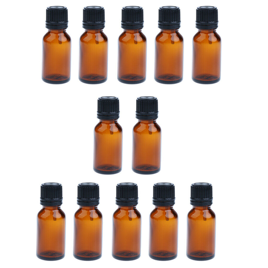 2X 12 Pieces Glass Essential Oil Refillable Brown Amber Bottles for Travel 15ML