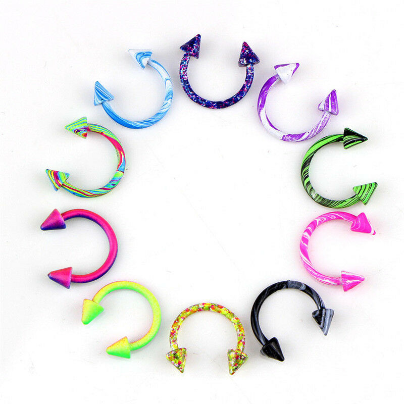 10X Stainless Steel Horseshoe Bar Lip Nose Septum Ear Ring Stud Piercing Wome Rf