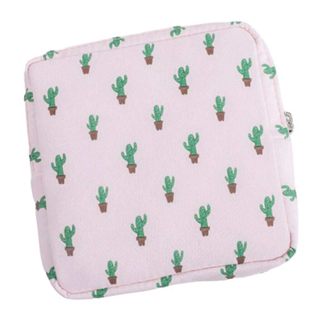 2 Pieces Zipper Cotton Sanitary Bag Pouch Earphones Storage Holder for Girls