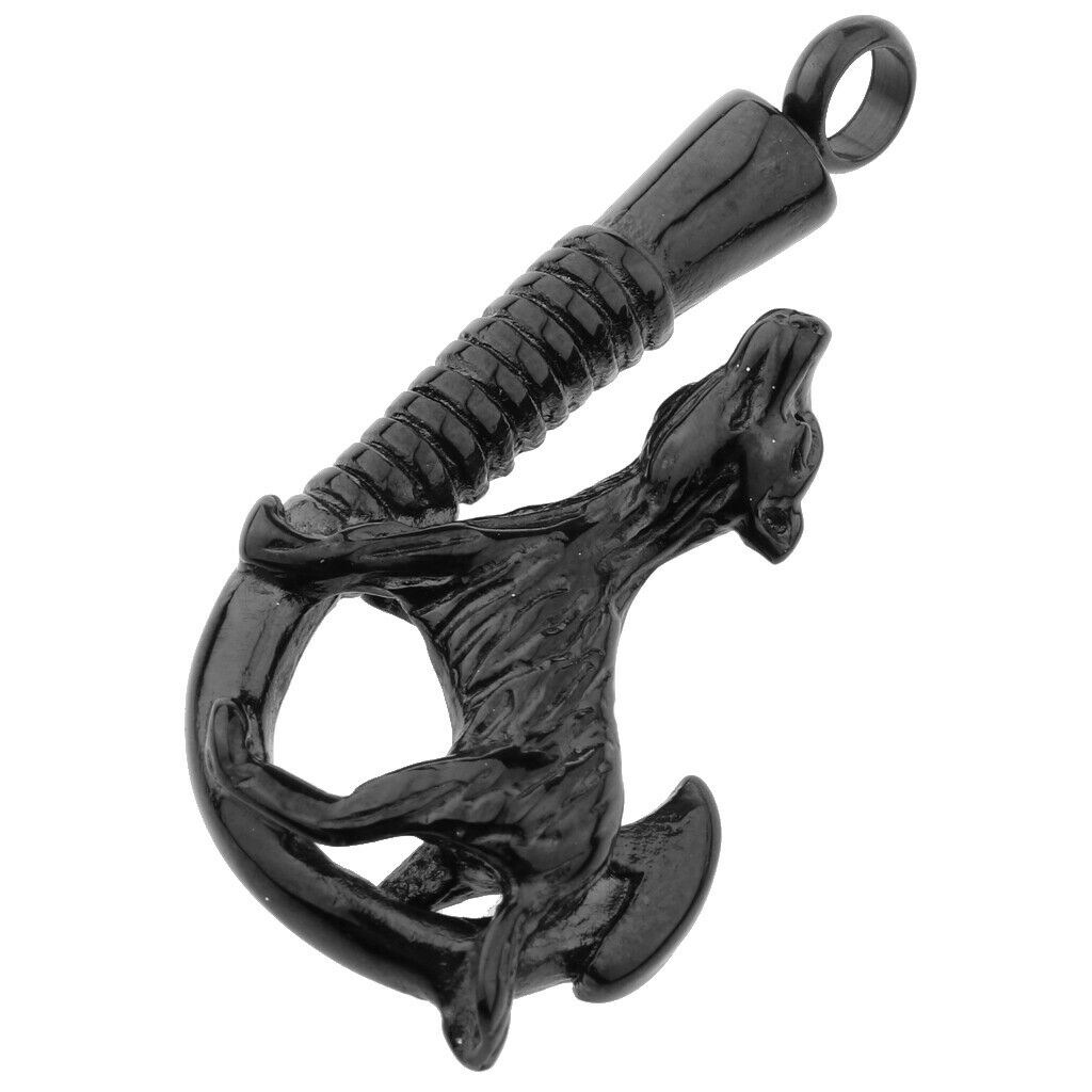 Love Pet Dog Stainless Steel Fish Hook Cremation Memorial Ash Pendant Black