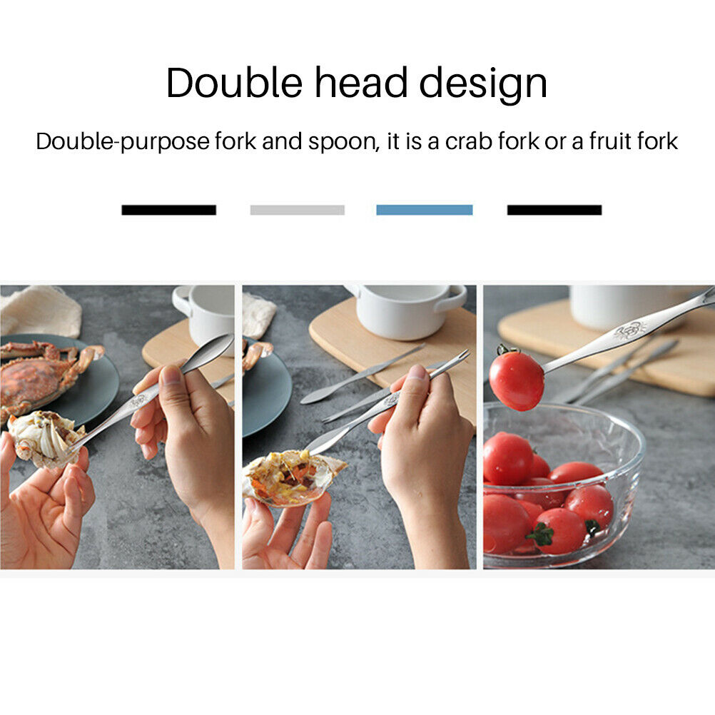 5PCS Stainless Seafood Tools Crab Fork Spoon Crab Needle Multipurpose Meat Spoon