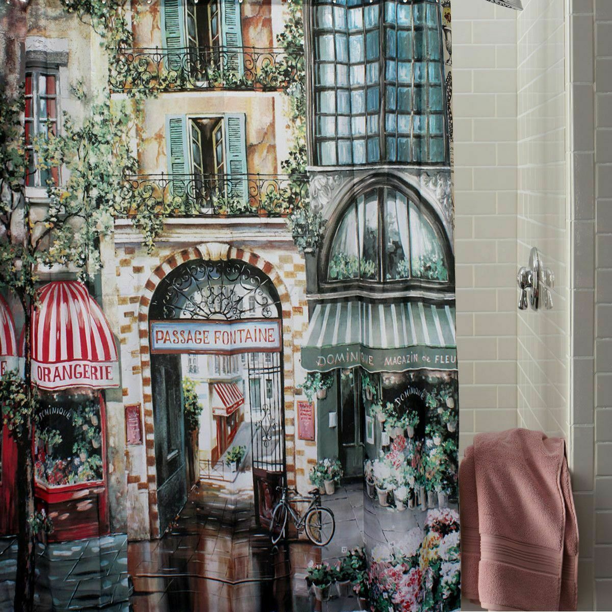 Shower Curtain with Hooks - 71 x 71 Inch, Colorful