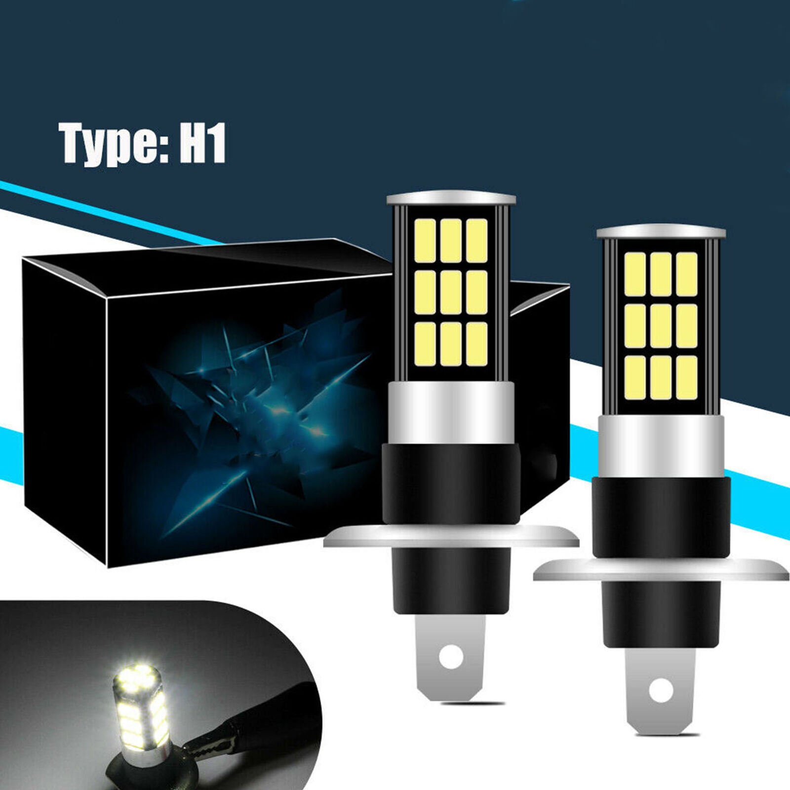 Xenon H1 LED Halogen Headlight Bulbs 6000K Fog Lamps Beam Light 100W Ultra White