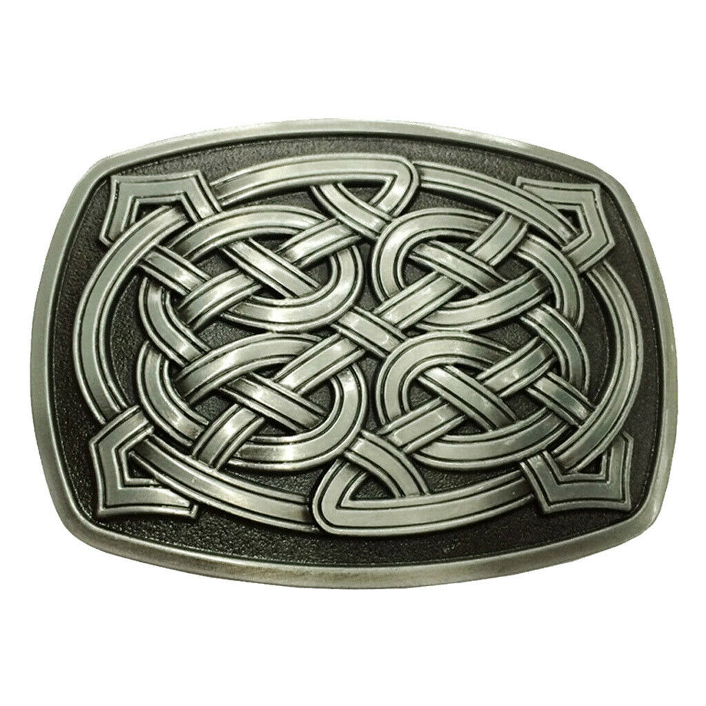 Unisex Rectangle Alloy Novelty Celtic Pattern Belt Buckle Western Cowboy