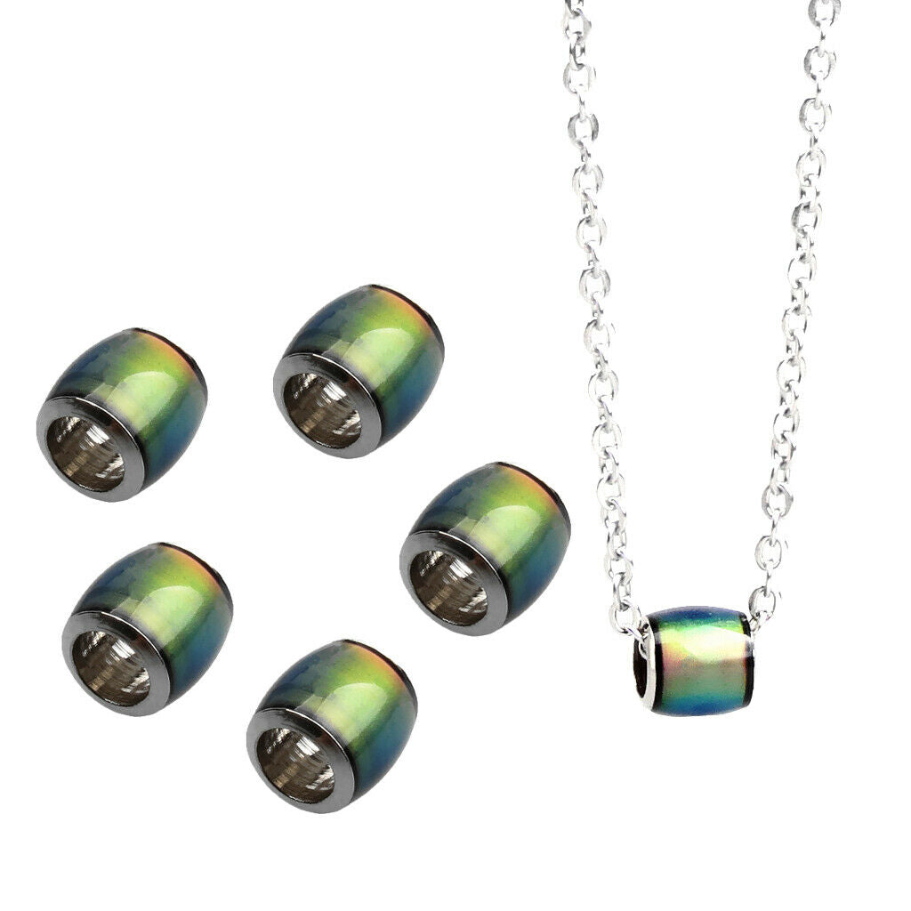 6 Pieces Color Change Mood Thermo Sensitive Barrel Spacer Beads Stainless Steel