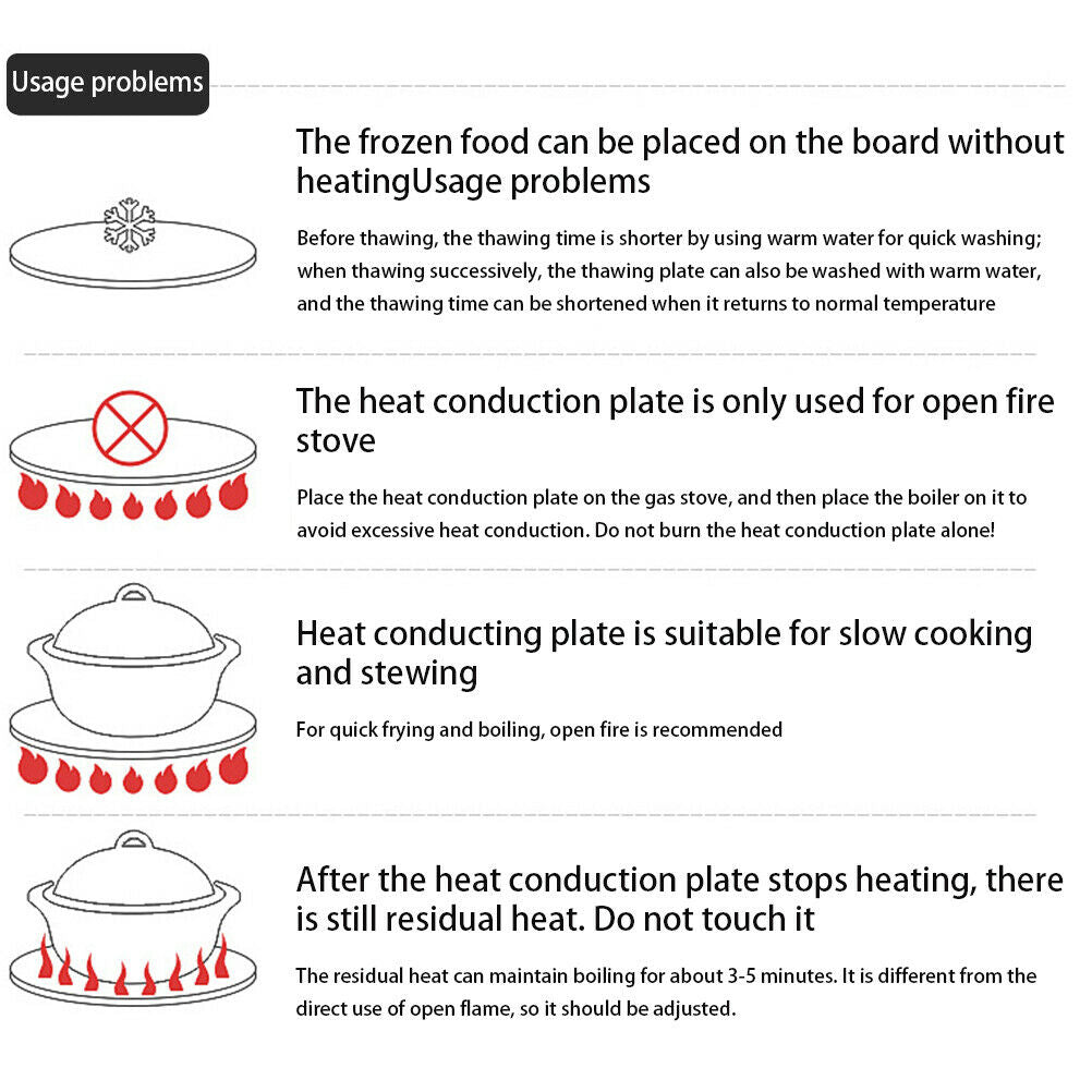 Heat Conduction Plate for Gas Stove Thawing Plate Kitchen Cookware Pot Protect