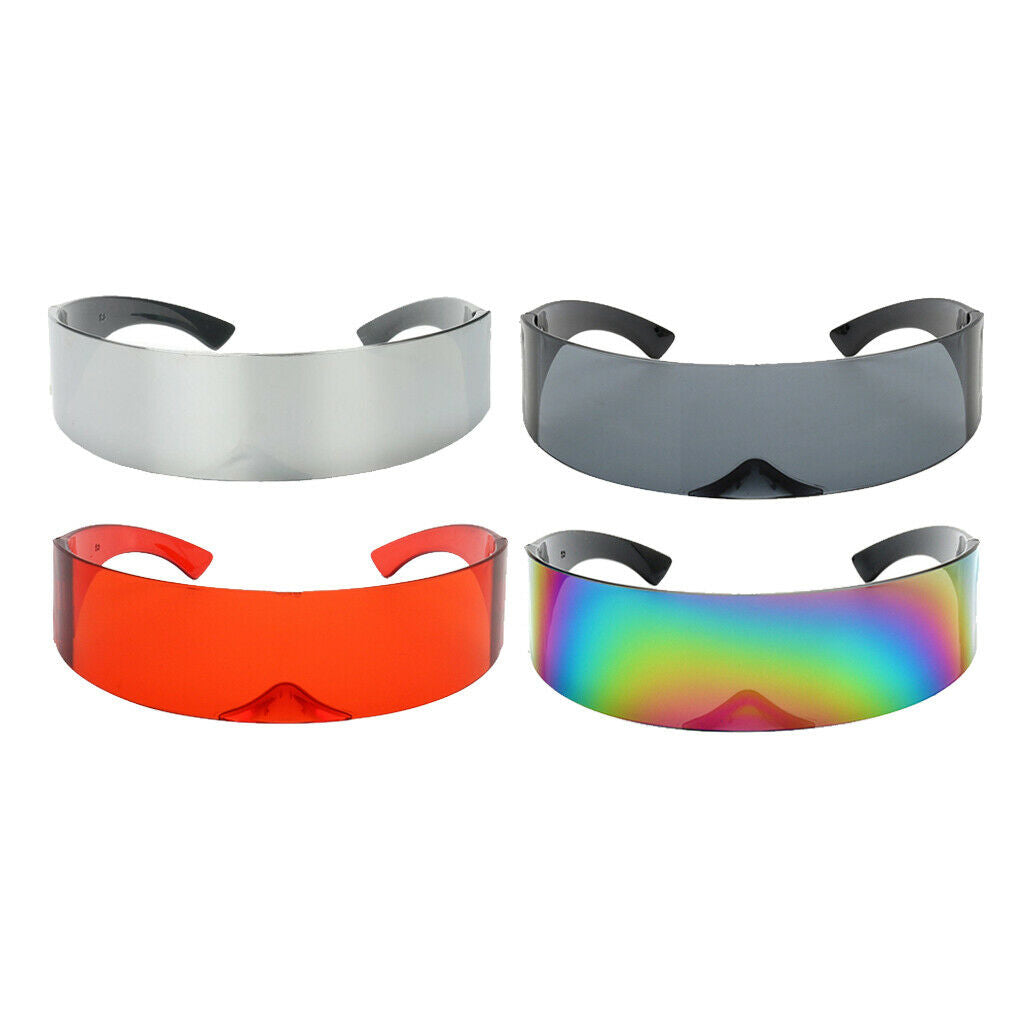 4PCS Unisex Fashion Futuristic Sunglasses Robotic Narrow Sun Glasses Eyewear