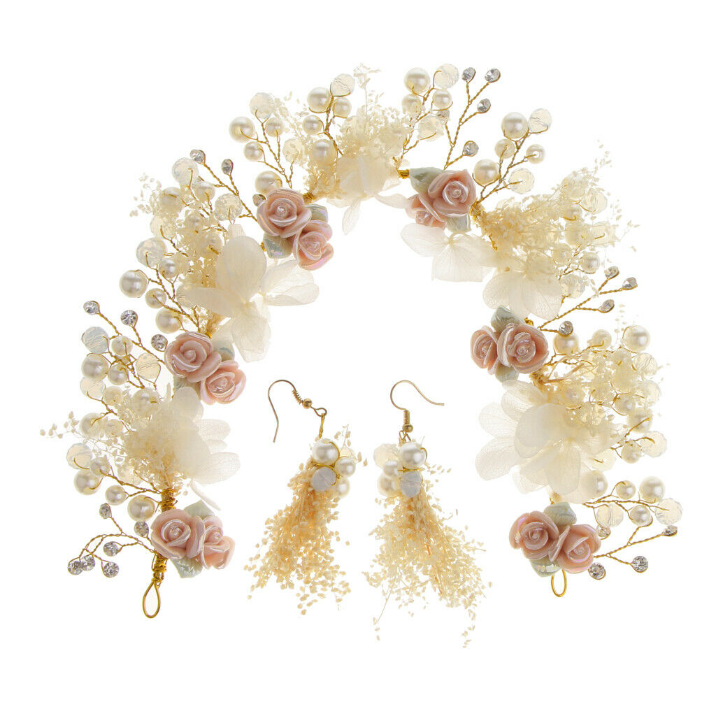 Bridal Hairband Earrings Wedding Bride Hair Accessory Party Prom Headband