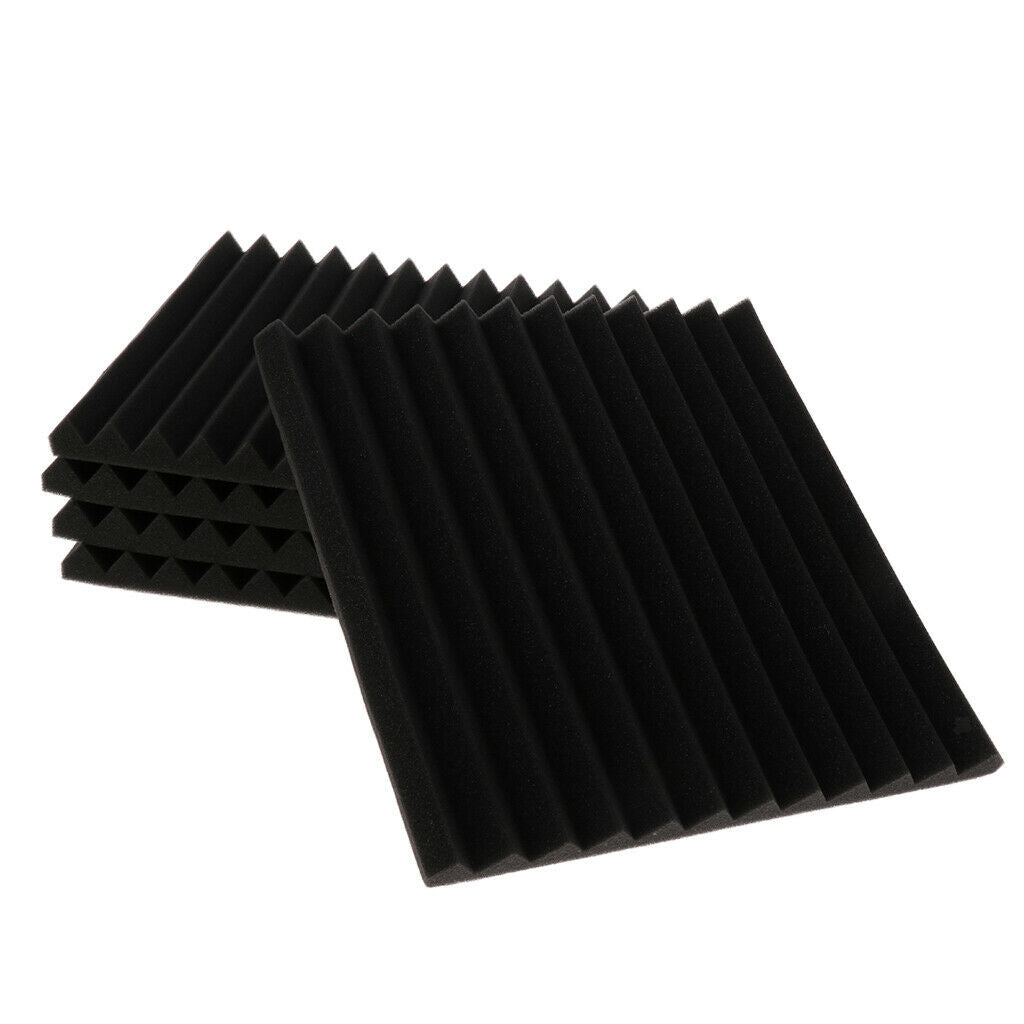 5 Pieces Studio Acoustic Foam Sound Proof Panels Nosie Dampening Foam Black
