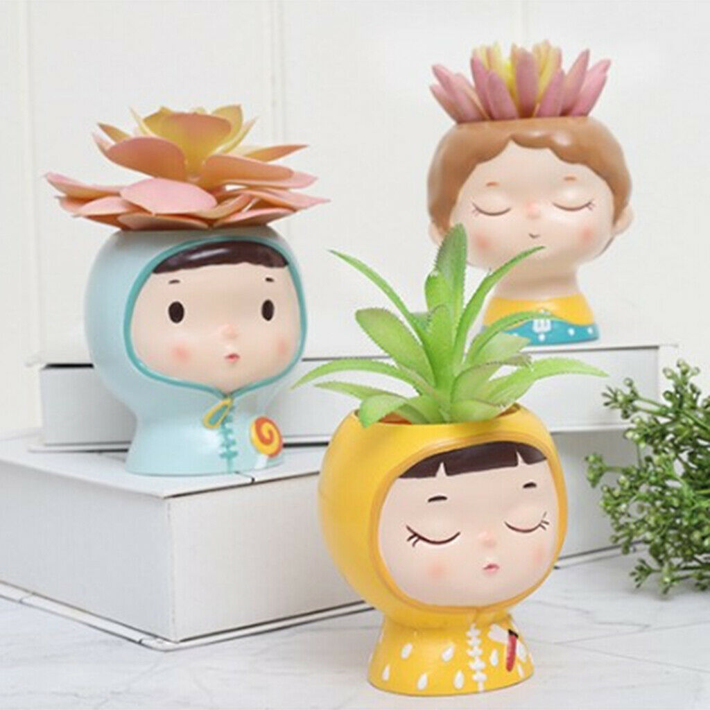 3Pieces Cute Planter Pot Herbs Flowers Planter Outdoor Decoration Gifts