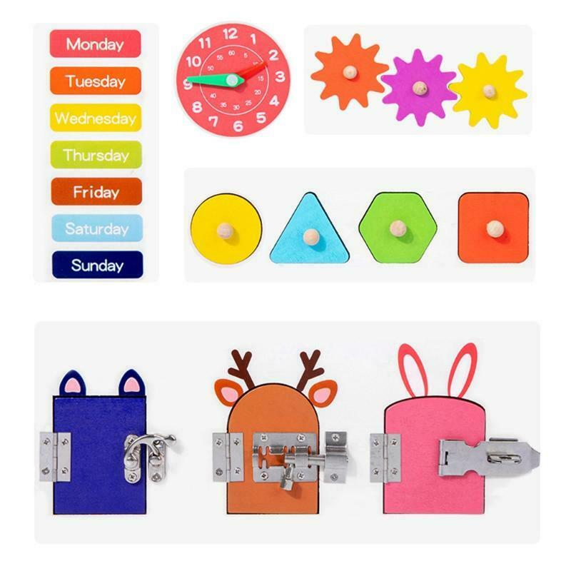 Montessori Improve Intelligence Locks&Latches Activity Board for Kids Boys