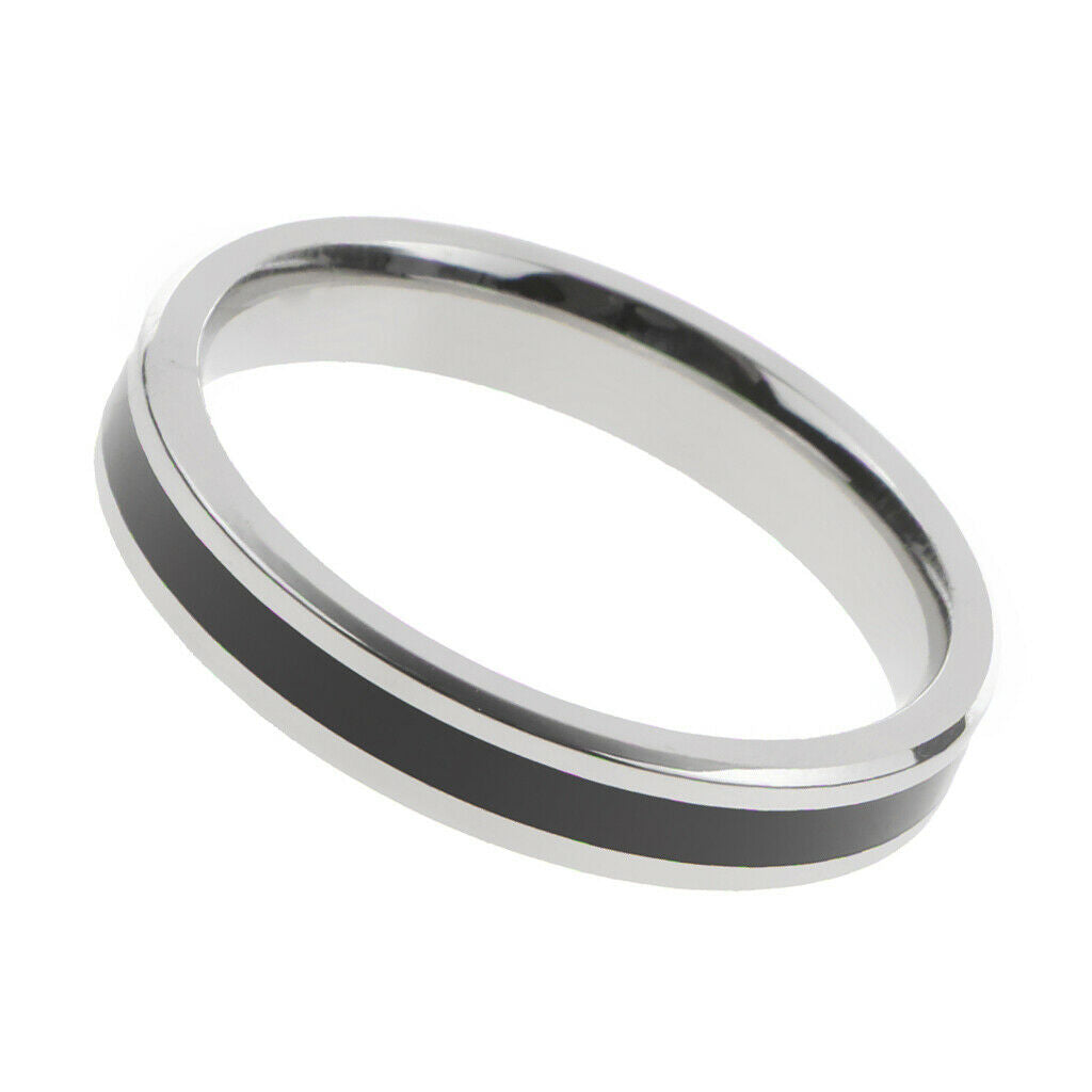 Fashion Titanium Stainless Steel Band Ring Jewelry for Women Black Size 7