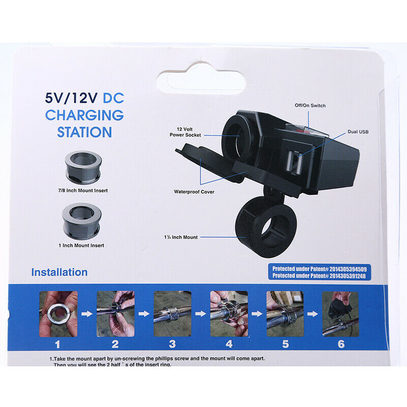 12V Outlet Waterproof Power Dual Socket Car Motorcycle Cigarette Lighter Plug US