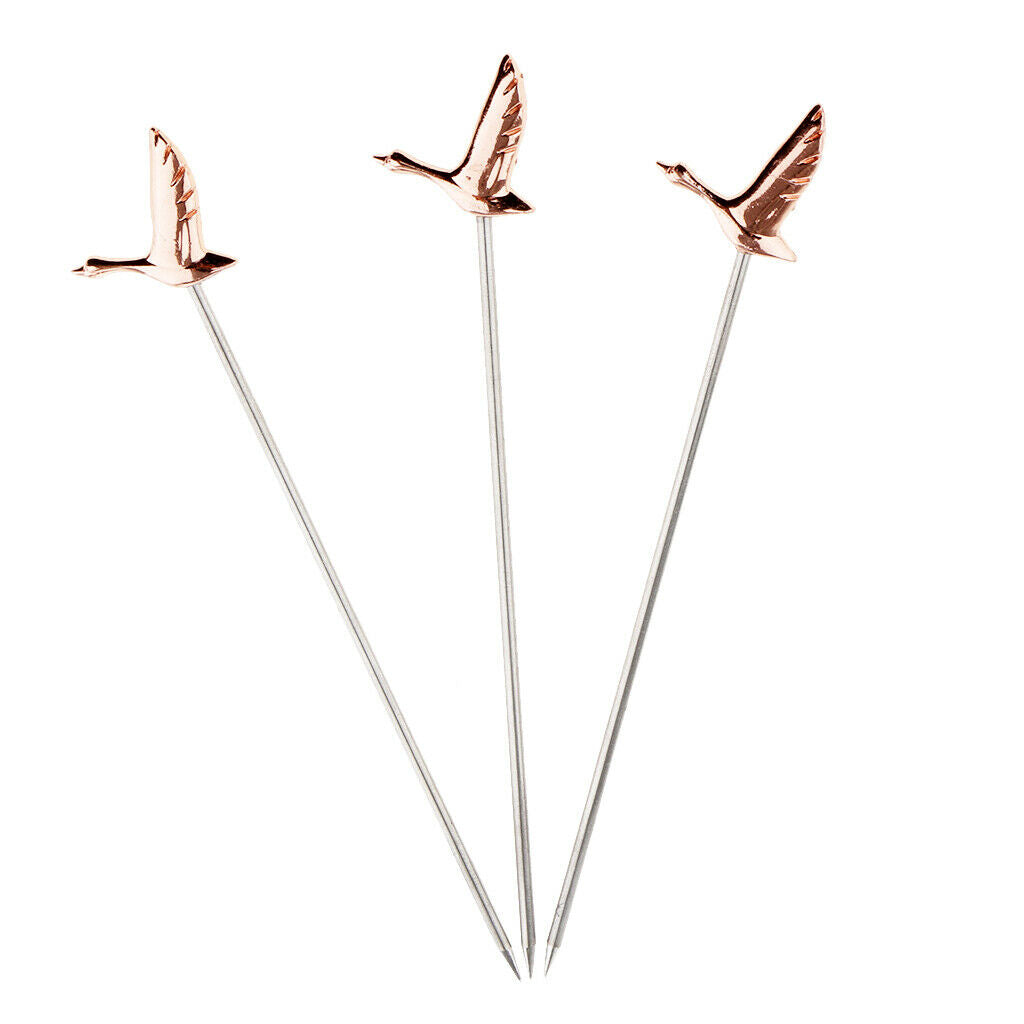 6PCS Steel Fruit Drink Sticks Cocktail Picks for   Martini Picks