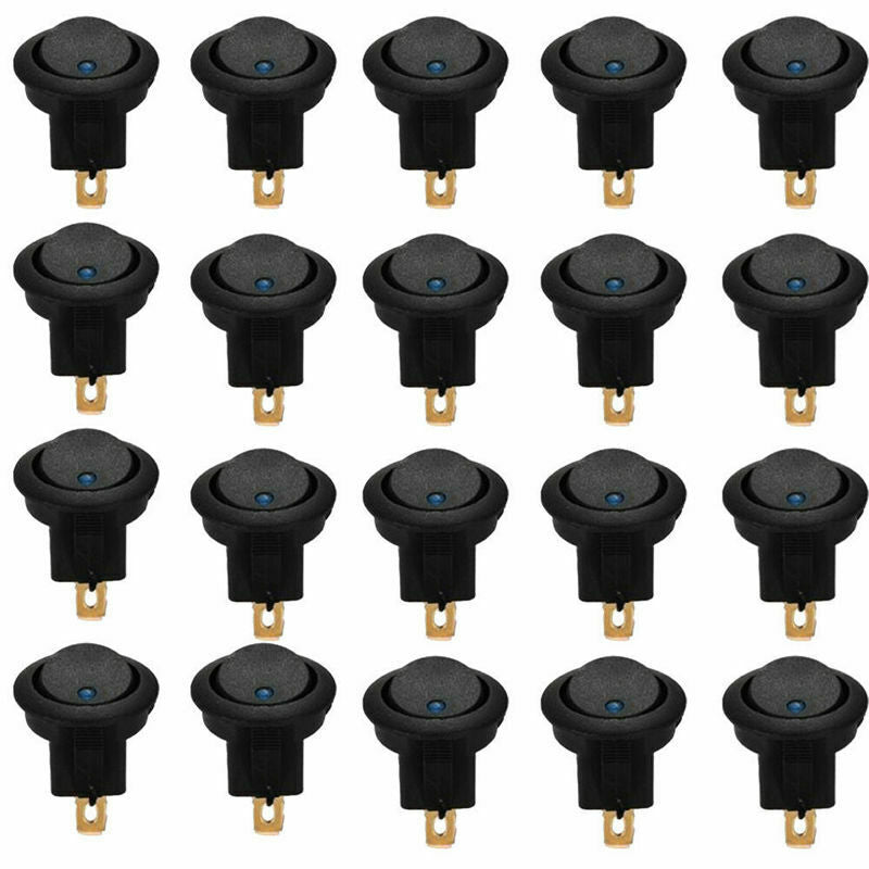 10xCar Round Rocker Dot Boat Switch 16A/12V  Blue LED Light Toggle ON/OFF Switch