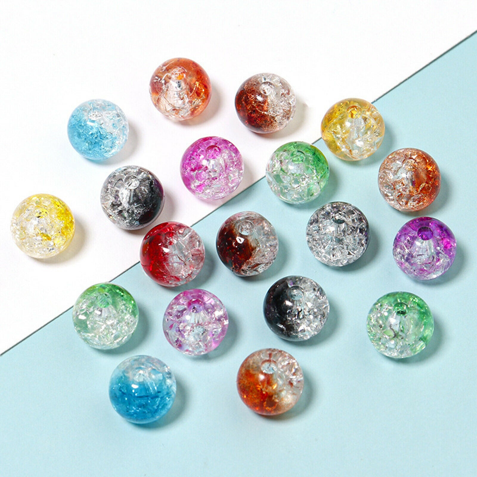 200x Round Crackle Beads 8mm Crackle Lampwork Bead for DIY Jewelry Supplies