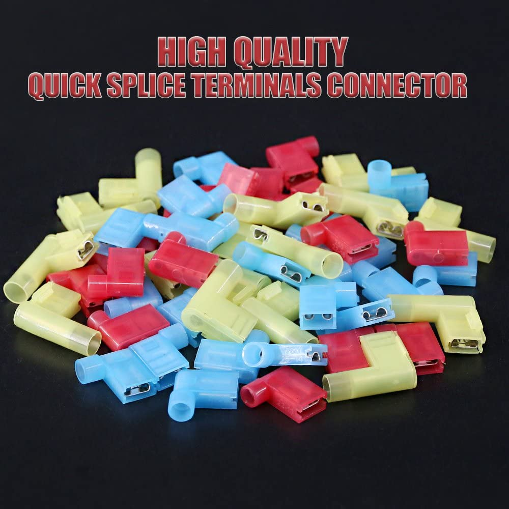 120PCS Nylon Female Flag Terminals RIght Angle Electrical Connector 22-10 Ga