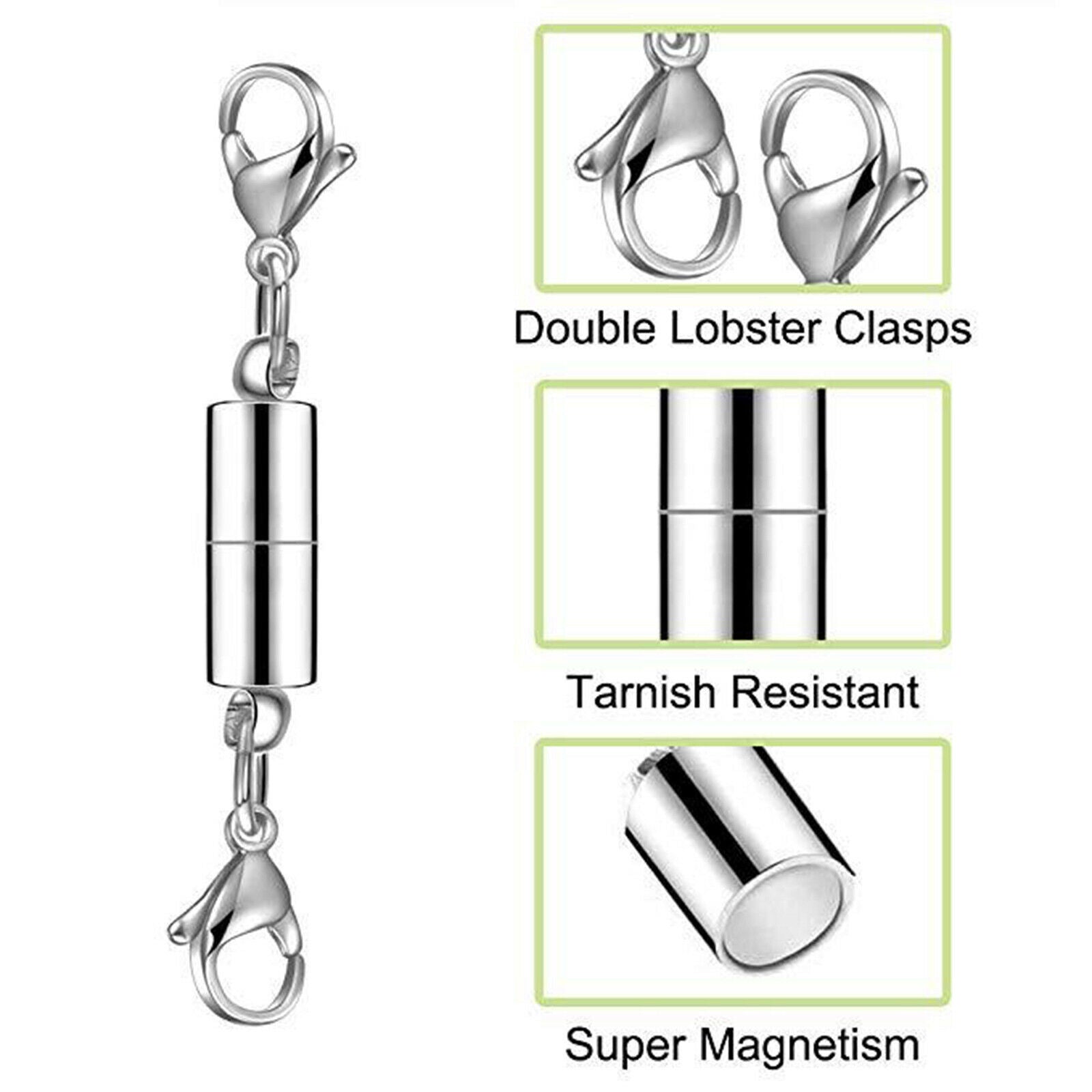 12Pcs Jewelry Necklace Magnetic Clasps Bracelet Chain Extenders Rhinestone