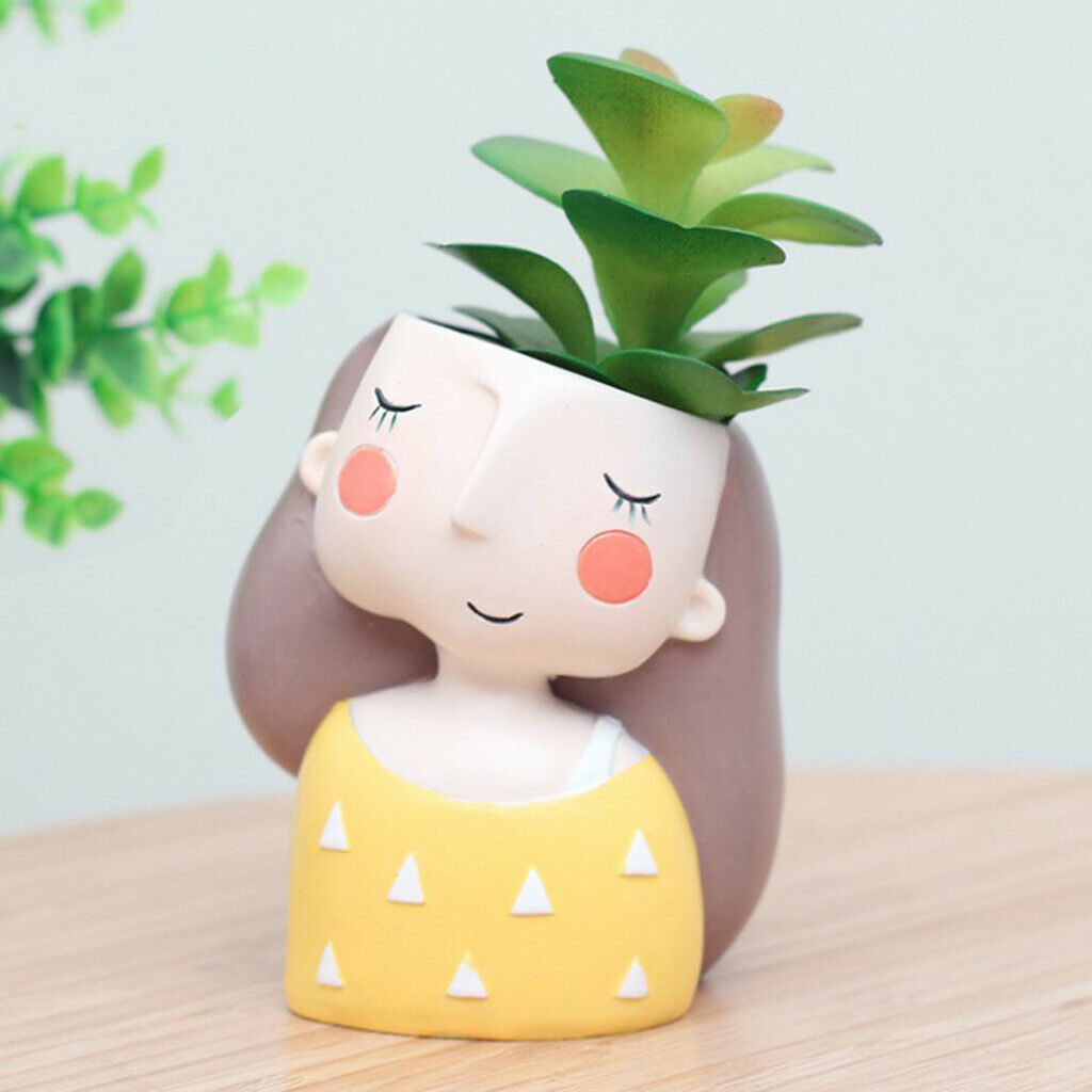 Set of 2 Pieces Girl Design Mini Flower Pots Cacti Succulent Plant Container
