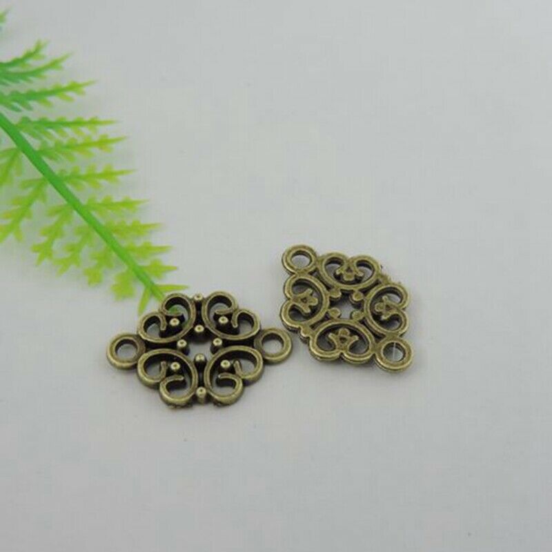 30-Pack Antiqued Bronze Metal Connectors Hollowed Flower Pendant Charm 20x13x2mm