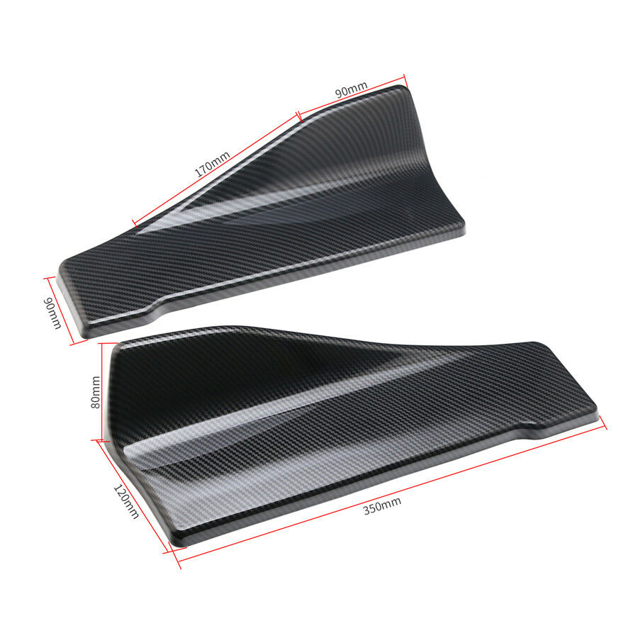 2Pc Universal Car Body Side Skirt Rocker Splitters Diffuser Winglet Wings Bumper