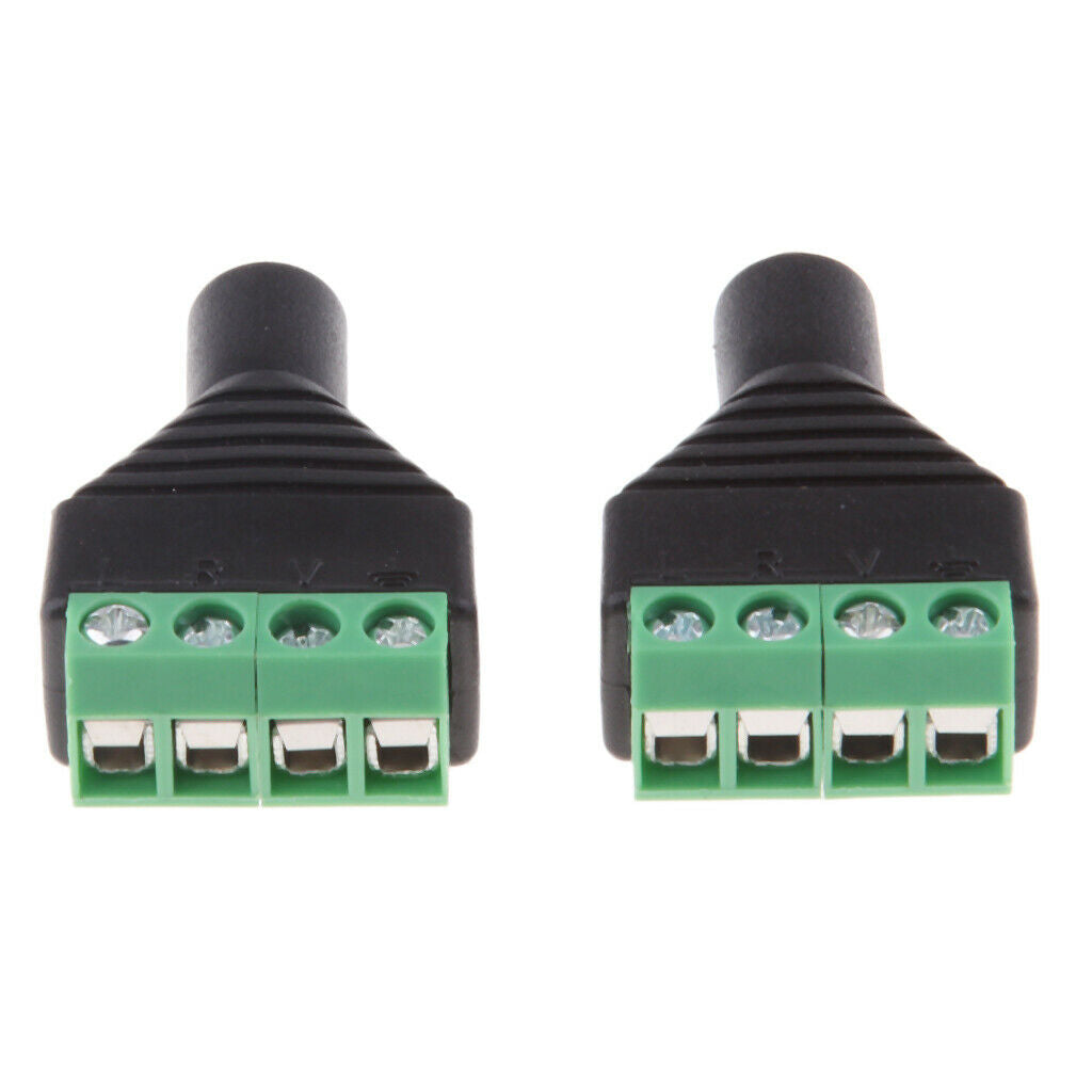 2Pcs 3.5mm 1/8" Female To AV 4-Screw Terminal Female Adapter Plug